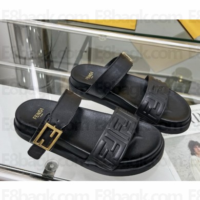 Fendi Feel Black nappa leather slides 2025