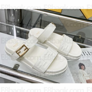 Fendi Feel white nappa leather slides 2025