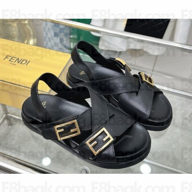 Fendi Feel Black calf leather slides 2025