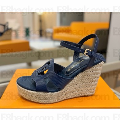 Louis Vuitton 1AGYIJ LV Isola Wedge Espadrille blue Mini Epi calf leather heel 10cm platform 6cm 2025