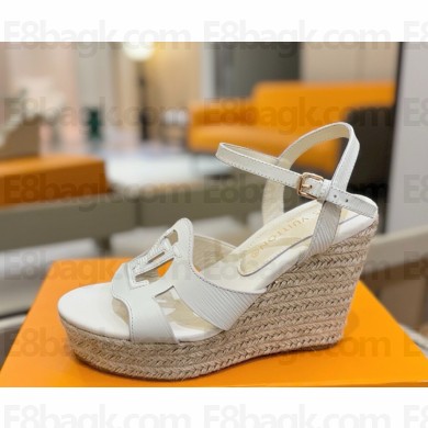 Louis Vuitton 1AGYIJ LV Isola Wedge Espadrille white Mini Epi calf leather heel 10cm platform 6cm 2025