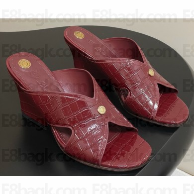 Loro Piana Vera Sandal alligator Calfskin burgundy heel 8cm 2025