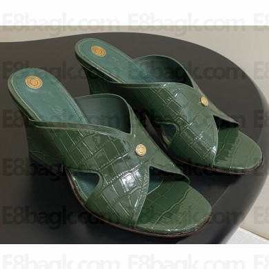 Loro Piana Vera Sandal alligator Calfskin green heel 8cm 2025