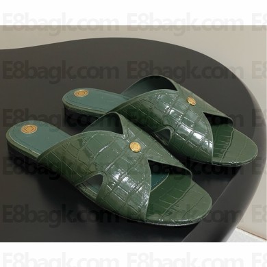 Loro Piana Vera Sandal alligator Calfskin green 03 2025