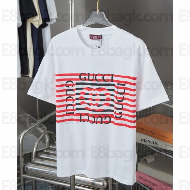 Gucci women/men Printed T-shirt in Cotton Jersey white / red  2025