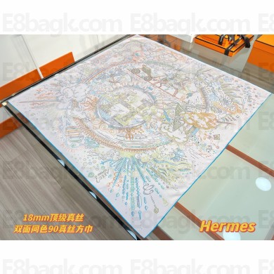 Hermes silk scarf 90x90cm 060514 2025 (TOP QUALITY)