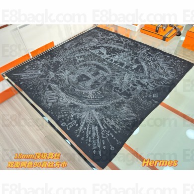 Hermes silk scarf 90x90cm 060515 2025 (TOP QUALITY)