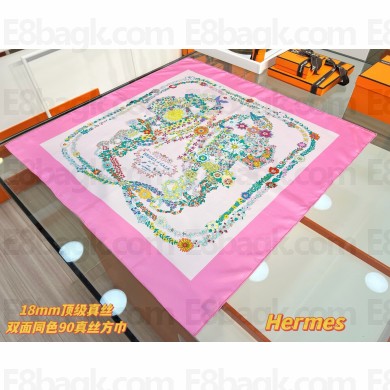 Hermes silk scarf 90x90cm 060519 2025 (TOP QUALITY)