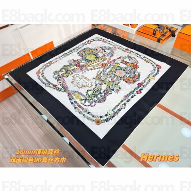 Hermes silk scarf 90x90cm 060521 2025 (TOP QUALITY)