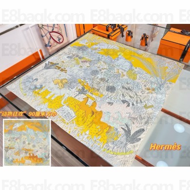 Hermes silk scarf 90x90cm 060528 2025 (TOP QUALITY)