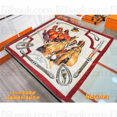 Hermes silk scarf 90x90cm 060509 2025 (TOP QUALITY)