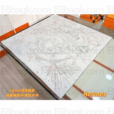 Hermes silk scarf 90x90cm 060511 2025 (TOP QUALITY)