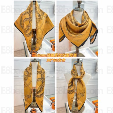 Hermes silk scarf 90x90cm 060536 2025 (TOP QUALITY)