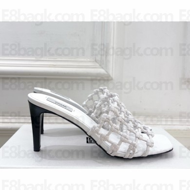 Toteme Braided-leather bandeau mules white flat / 8.5cm 2025