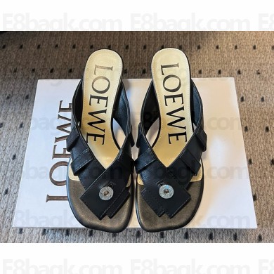 Loewe Toy Panta toe post sandal in lambskin black 2025