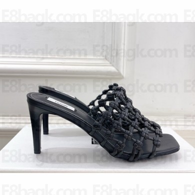 Toteme Braided-leather bandeau mules black flat / 8.5cm 2025