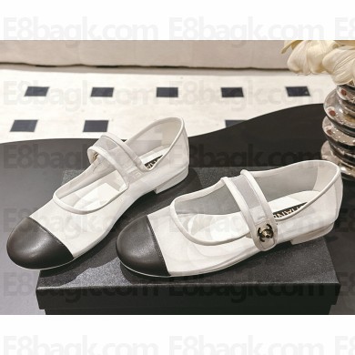 Chanel mary janes mesh & calfskin black & white 2025