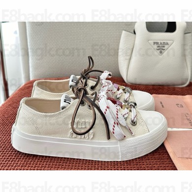 Miu Miu Washed denim sneakers 5E384E Ivory 2025