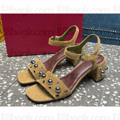 Valentino Garavani Nellcôte Crust Leather Sandal 55Mm HAVANA BEIGE 2025