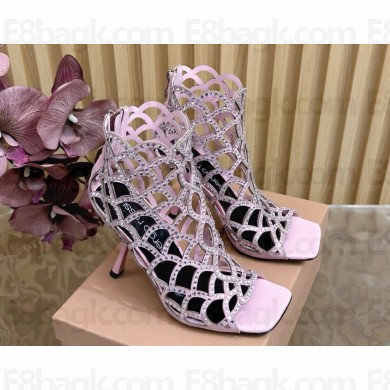 Sergio Rossi  Mermaid crystal-embellished cage pumps light pink heel 10cm 2025