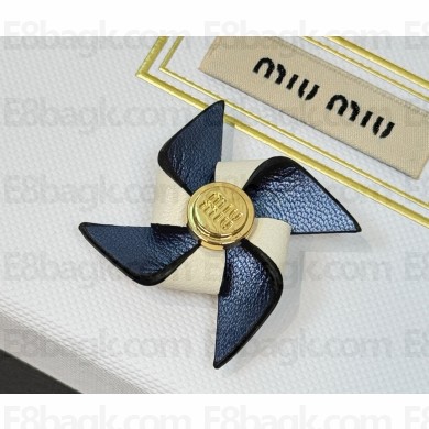 MIU MIU leather windmill brooch blue 2025