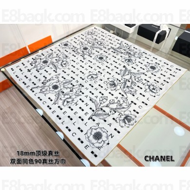 Chanel silk scarf 90x90cm 060908 2025 (TOP QUALITY)