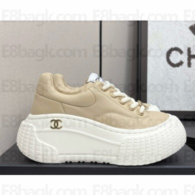 Chanel sneakers platform calfskin beige 2025