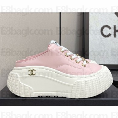 Chanel sneakers Lace-up platform calfskin light pink 2025