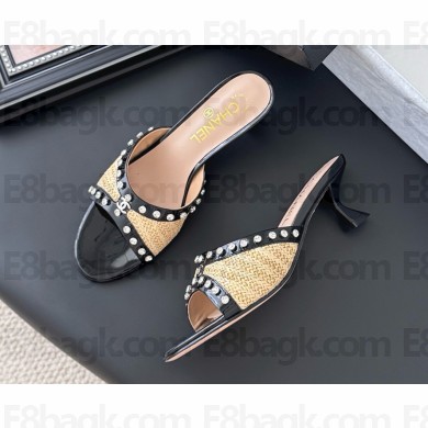 Chanel mules calfskin with crystal black / beige 2025