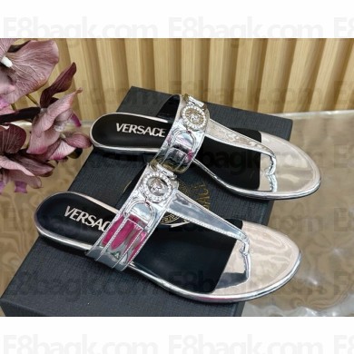 Versace Medusa Biggie sandals silver patent calf leather 2025