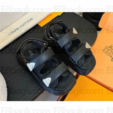 Louis Vuitton 1AHNJL Chameleon Comfort Sandal Black Plain calf leather 2025