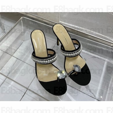 Mach & Mach heel 9.5cm sandals pearl and crystal-embellished pvc black 2025