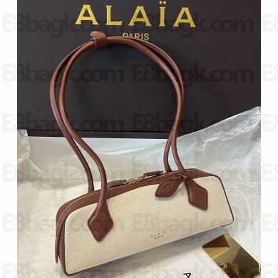 Alaïa LE TECKEL SMALL BAG IN CANVAS AND NUBUCK UMBER 2025
