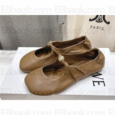 Loewe Pebble Soft ballerina in nappa lambskin oak 2025