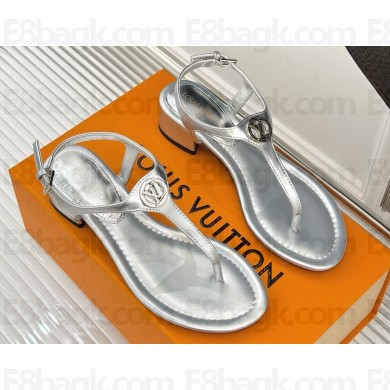 Louis Vuitton 1AHO62 Sunkiss Sandal silver Patent calf leather 2025