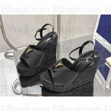 Louis Vuitton 1AHLLI LV Mare Wedge Sandal Black Raffia heel 11cm 2025