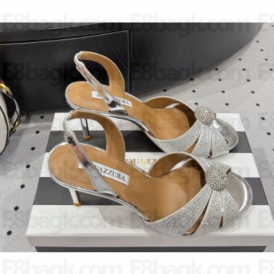 Aquazzura Italian Flirt 100 embellished leather sandals silver 2025