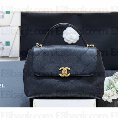 Chanel Large Flap Bag with Top Handle Calfskin & Gold-Tone Metal AS5467 black 2025 (original quality)