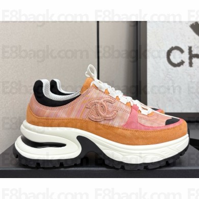 Chanel Trainers cotton & Suede Calfskin G46609 light orange 2025