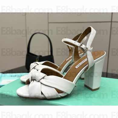 Aquazzura Nina Knot Ankle-Strap Sandals white heel 9.5cm 2025