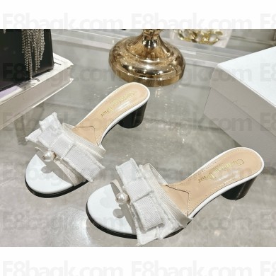 Dior heel 3.5cm adiorble slide Fringed Grosgrain white 2025