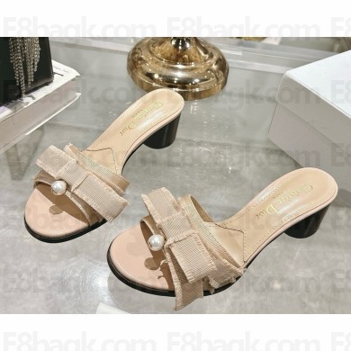 Dior heel 3.5cm adiorble slide Fringed Grosgrain beige 2025