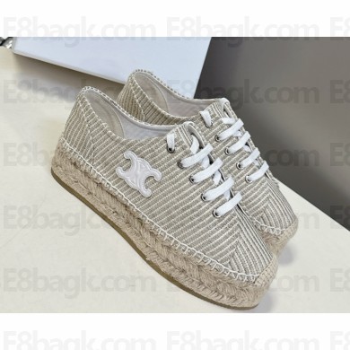 CELINE LES ESPADRILLES LACE-UP IN Oshkosh canvas and Calfskin WHITE / beige 2025