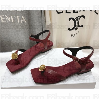 The Row flat calfskin sandals burgundy 2025