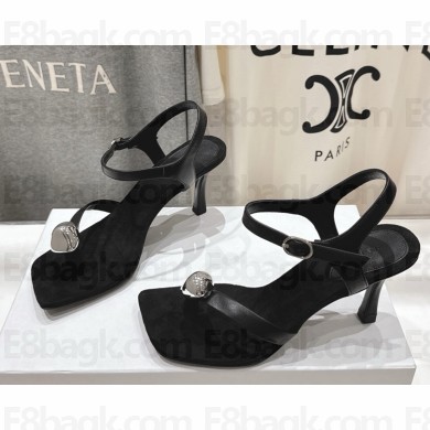 The Row heel 7.5cm calfskin sandals black 2025