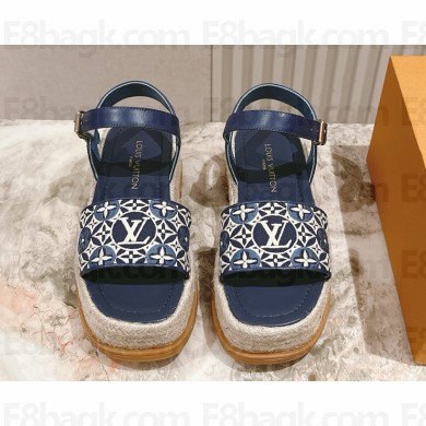 Louis Vuitton 1AHNHW Maya Platform Espadrille Navy Blue Monogram jacquard 2025