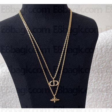 Dior Petit CD Bee Necklace Gold-Finish Metal and Silver-Tone Crystals 2025
