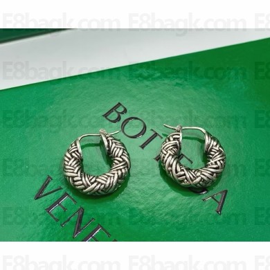 Bottega Veneta Intreccio Hoop Earrings Silver 2025