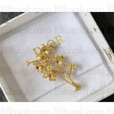Dior Jardin de Dior Brooch Gold-Finish Metal and White Resin Pearls 2025