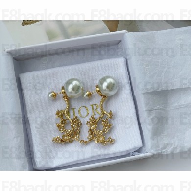 Dior Tribales Earrings Gold-Finish Metal and White Resin Pearls 2025
